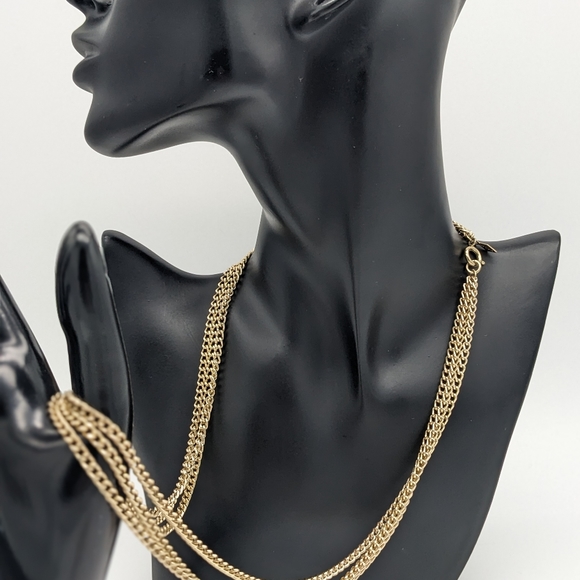 Two Sarah Coventry Chains. Triple chain 24" and 29" - Picture 1 of 4